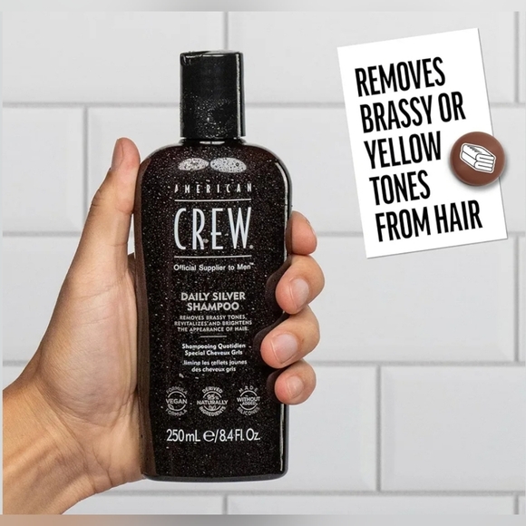 TWO American Crew Men's Shampoo, Daily Silver, Removes Brassy Tones 250ml - Picture 3 of 8